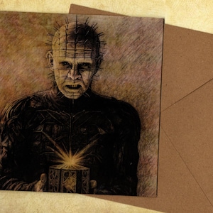 Hellraiser handmade greeting card and envelope 15cmx15cm blank inside