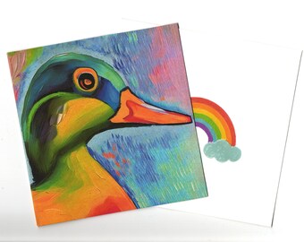 Duck art portrait card 15x15 with envelope