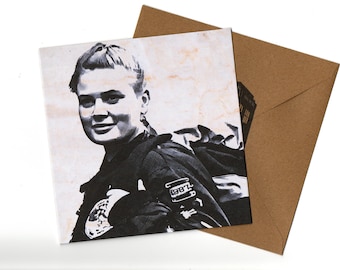 Sophie Aldred pencil style greeting card  and envelope blank inside