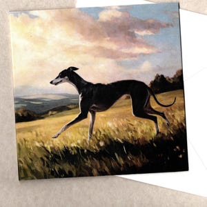 Ritratto artistico di un levriero, carta 15x15 con busta