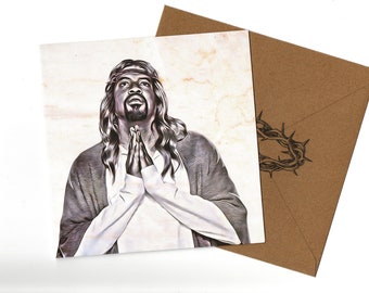 Black Jesus greeting card 15x15 blank inside and envelope