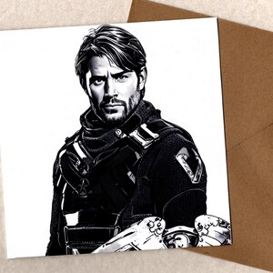 Cartão de felicitações em branco estilo preto e branco 15x15 Jensen Ackles