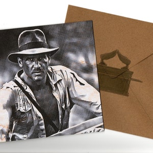 Harrison Ford handgefertigte Bleistift 15x15 Grußkarte Umschlag