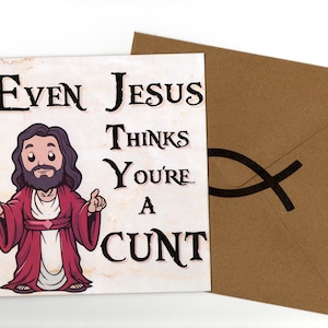 Carte de voeux message de Jésus grossier 15 x 15 vierges à l'intérieur et enveloppe