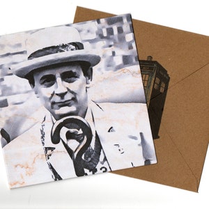 Carte de voeux Sylvester McCoy 15 x 15 et enveloppe vierge à l'intérieur