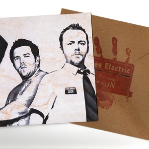 Simon Pegg, Nick Frost 15x15 wenskaart en envelop blanco binnenin