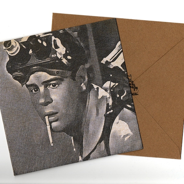 Dan Aykroyd pencil style greeting card and envelope blank inside 15cmx15cm