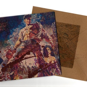 Bruce Campbell handmade greeting card and envelope 15cmx15cm