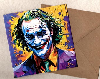 Joaquin Phoenix fan art 15x15cm handmade greeting card with envelope blank inside