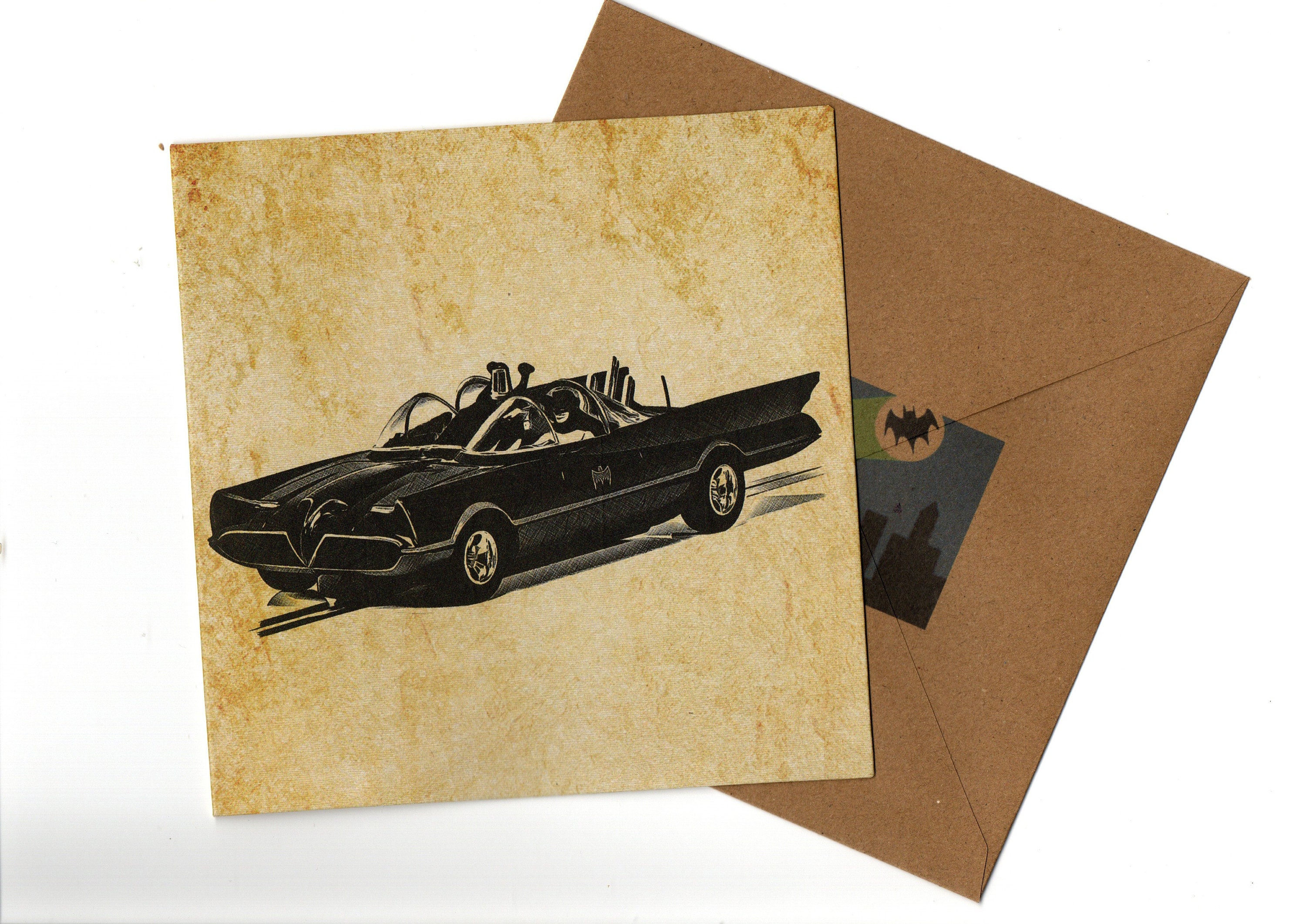 Classic Batmobile 15x15cm Handmade Greeting Card Blank Inside - Etsy