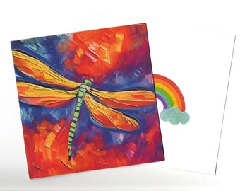 Dragonfly art portrait card 15x15 with envelope