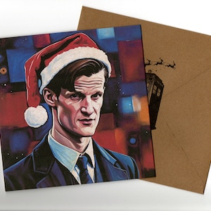 Matt Smith Tarjeta de Navidad de 15x15 cm y sobre en blanco en el interior