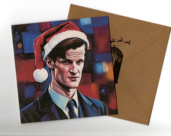 Matt Smith 15 x 15 cm Carte de Noël et enveloppe vierge à l'intérieur