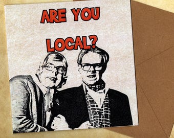 Tarjeta de felicitación hecha a mano de Reece Shearsmith y Steve Pemberton de 15 x 15 y sobre en blanco en el interior.