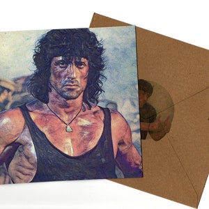 Sylvester Stallone Cartão em branco e envelope de 15 x 15 cm