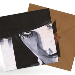 Malcolm McDowell pencil style 15x15 handmade greeting card with envelope blank inside
