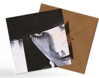 Malcolm McDowell pencil style 15x15 handmade greeting card with envelope blank inside