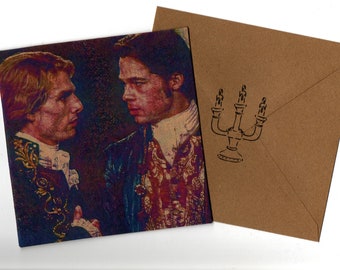 Lestat & Louis vintage  style handmade card with envelope blank inside 15cmx15cm