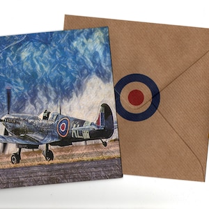 World War 2 Spitfire-wenskaart van 15 x 15 met envelop blanco van binnen