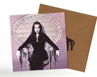 Carolyn Jones (the original Morticia) 15x15 handgemachte Grußkarte und Umschlag 15cmx15cm