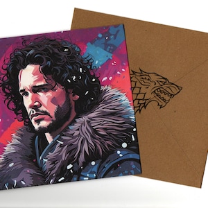 Kit Harington 15 x 15 handgemaakte kaart en envelop blanco van binnen