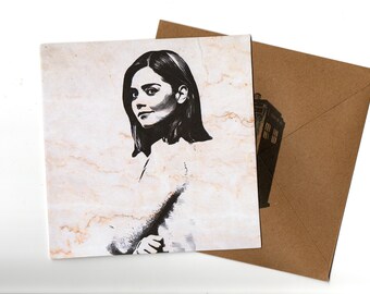 Jenna Coleman 15x15 greeting card  and envelope blank inside