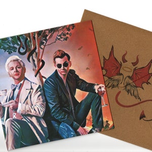 David Tennant, Michael Sheen 6x6inch blank greeting card and envelope