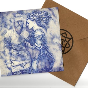 Ragnar und Lagertha Grußkarte im pen ink Stil und Umschlag innen leer