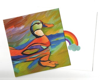 Duck art portrait card 15x15 with envelope