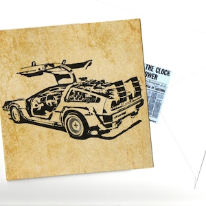 Cartão DeLorean feito à mão 15x15 com envelope em branco dentro
