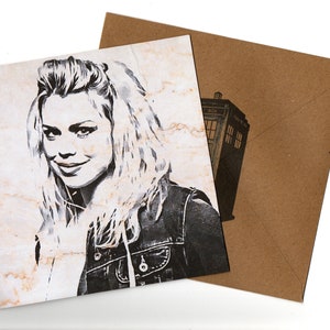 Carte de voeux Billie Piper 15 x 15 et enveloppe vierge à l'intérieur