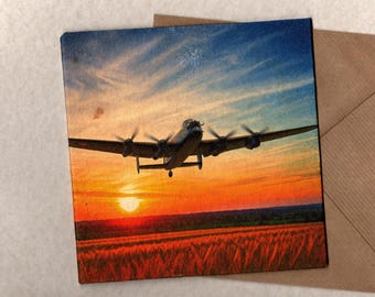 World War 2 Lancaster bomber  15x15cm greeting card with envelope blank inside