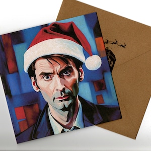 David Tennant 15x15 Weihnachtskarte und Umschlag blanko innen