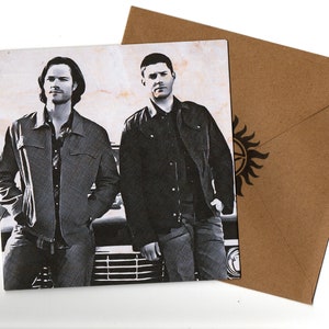 Jensen Ackles & Jared Padalecki  pencil style 15x15 blank greeting card