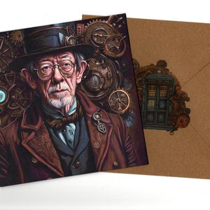 Carte de voeux steampunk 15 x 15 John Hurt et enveloppe vierge à l'intérieur