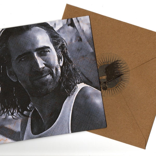 Nicolas Cage pencil style 15x15 greeting card and envelope