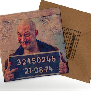 Cartão comemorativo 15x15 estilo pintura de Tom Hardy e envelope em branco dentro