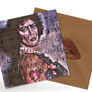 Frank-N-Furter handmade song sheet greeting card 15x15 and envelope blank inside
