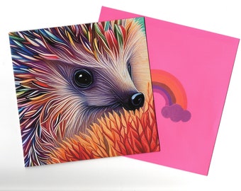 Hedgehog  art portrait card 15x15 with envelope