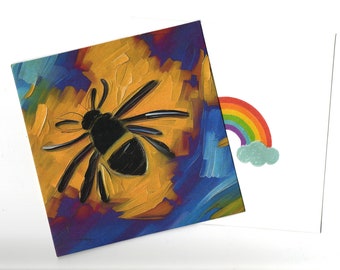 Bumble Bee art portrait card 15x15 with envelope