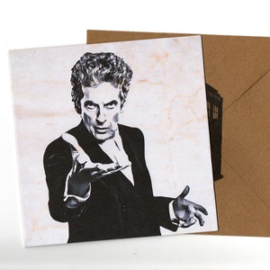 Biglietto d'auguri Peter Capaldi 15x15 e busta vuota all'interno