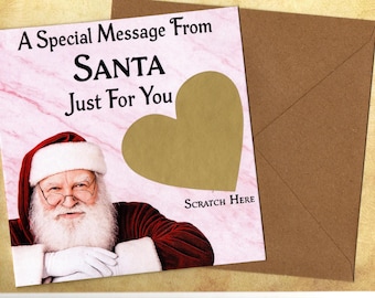 Rude Santa Scratch Off Christmas Card, Naughty Xmas Card