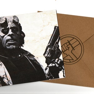 Carte de voeux et enveloppe faites main vierges Ron Perlman 15 x 15