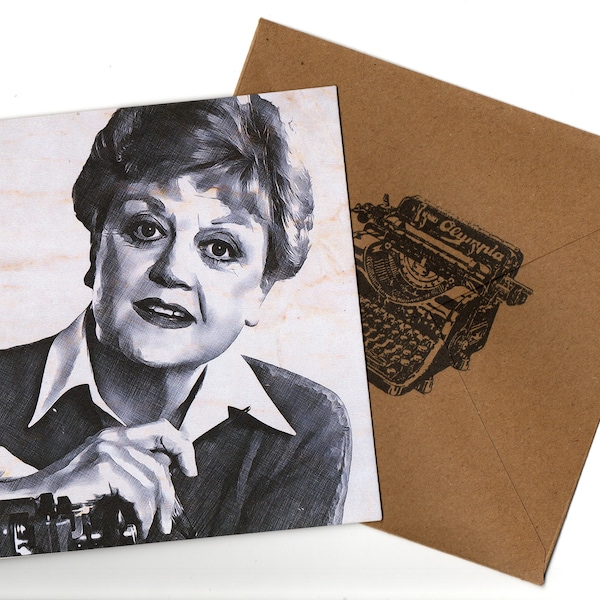 Angela Lansbury  pencil style greeting card  and envelope blank inside