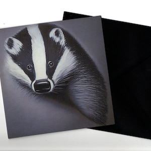 Badger kunst portretkaart 15x15 met envelop