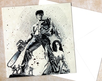 Bruce Campbell handmade greeting card and envelope 15cmx15cm
