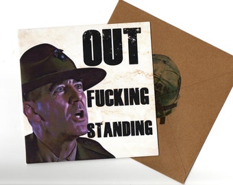 Drill Sergeant adult congratulations card 15 X 15 cm handmade greeting card and envelope