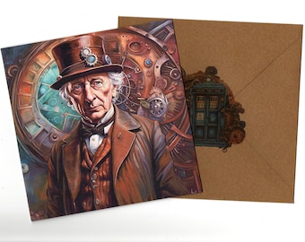 William Hartnell steampunk  15x15 greeting card  and envelope blank inside