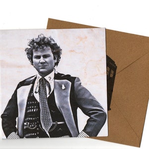 Tarjeta de felicitación Colin Baker 15x15 y sobre en blanco en el interior