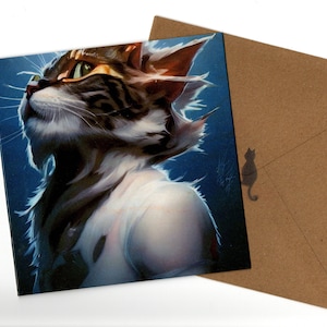 Antropomorfe kat portretkaart 15 x 15 met envelop